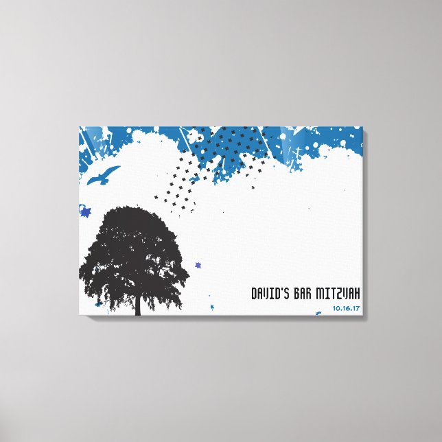 Grundge Tree Sign-In Memory Board Canvas Print (Front)