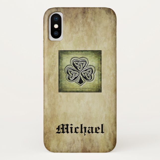 Grundge trendy lucky Irish shamrock personalized Case-Mate iPhone Case (Back)