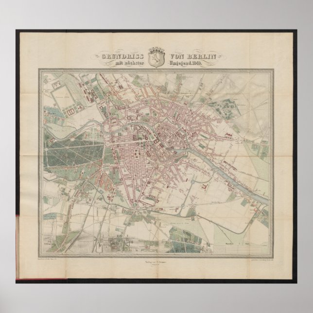 Grundriss Map von Berlin, Historische Stadtkarte Poster (Front)