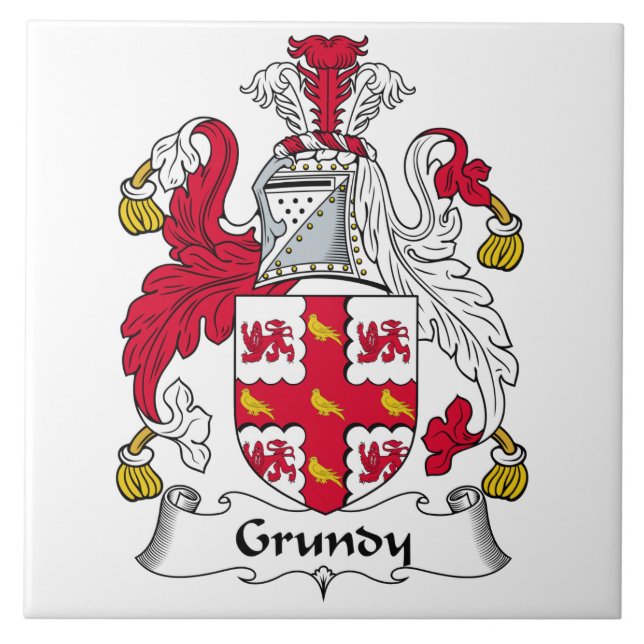 Grundy Family Crest Ceramic Tile (Front)