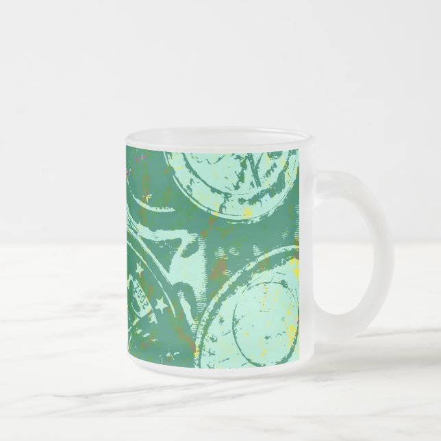 Grünes Geld Frosted Glass Coffee Mug (Right)