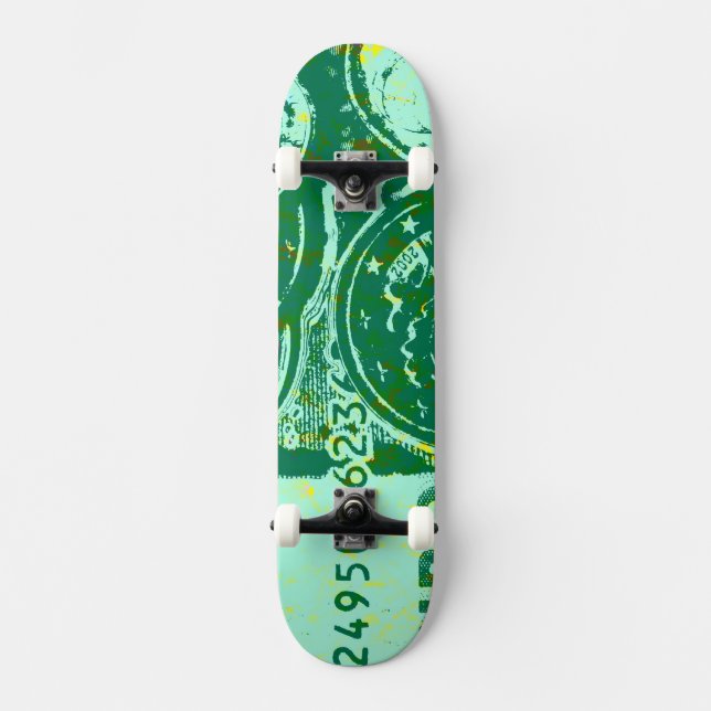 Grünes Geld Skateboard Deck (Front)