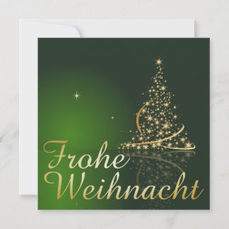 Grünes Weihnachtsmotiv mit goldenem Weihnachtsbaum Invitation