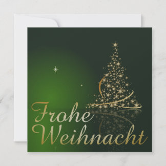 Grünes Weihnachtsmotiv mit goldenem Weihnachtsbaum Invitation