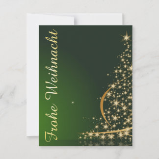 Grünes Weihnachtsmotiv mit goldenem Weihnachtsbaum Invitation