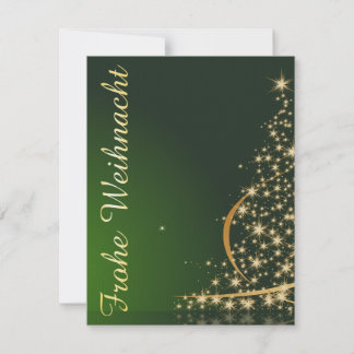 Grünes Weihnachtsmotiv mit goldenem Weihnachtsbaum Invitation
