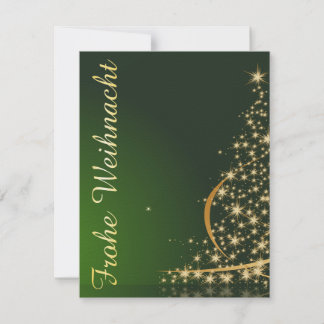 Grünes Weihnachtsmotiv mit goldenem Weihnachtsbaum Invitation