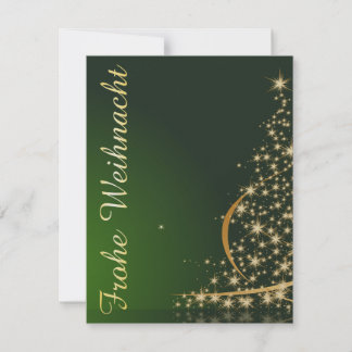 Grünes Weihnachtsmotiv mit goldenem Weihnachtsbaum Invitation