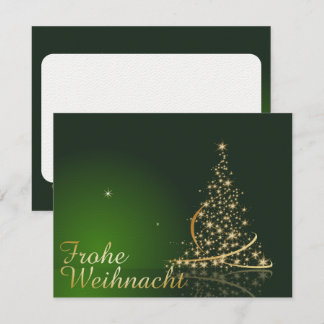 Grünes Weihnachtsmotiv mit goldenem Weihnachtsbaum Invitation