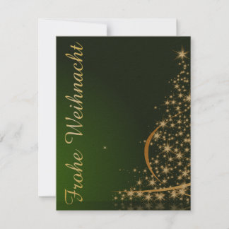 Grünes Weihnachtsmotiv mit goldenem Weihnachtsbaum Invitation