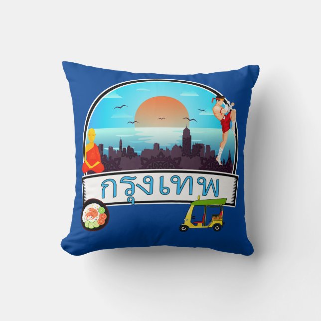 Grung Tep - Bangkok Thailand Travel Thai Throw Pillow (Front)