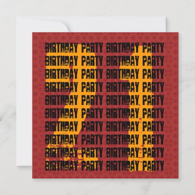 Grunge 21st Birthday Red Black Gold W1005 Invitation (Front)