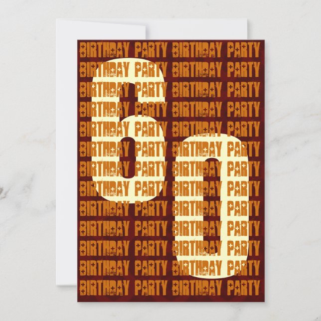 Grunge 60th Birthday Gold and Brown W1048 Invitation (Front)