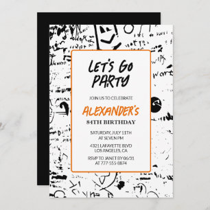 Grunge 84th birthday invitations Men Graffiti