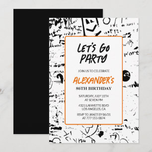 Grunge 86th birthday invitations Men Graffiti