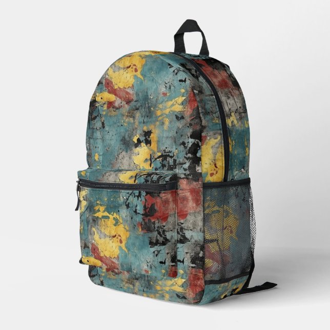 Grunge Abstract Art Backpack (Back Corner Right)