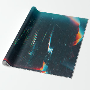 Grunge abstract background. Damaged screen. Orange Wrapping Paper