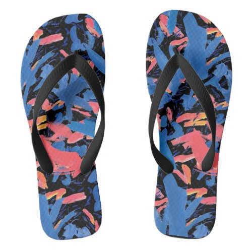 Grunge Abstract Floral Pattern Flip Flops