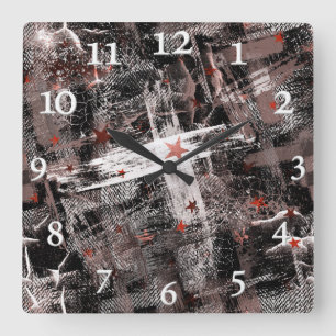 Grunge abstraction. Brown, black and white. Square Wall Clock