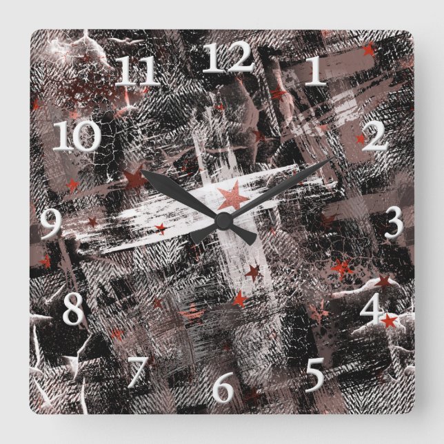 Grunge abstraction. Brown, black and white. Square Wall Clock (Front)
