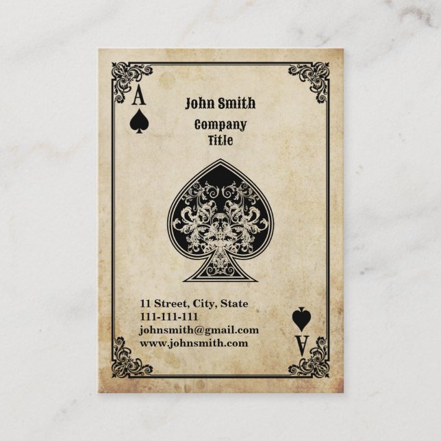 Grunge Ace of Spades Business Card (Front)