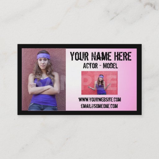Customizable Grunge Actor Headshot Business Card