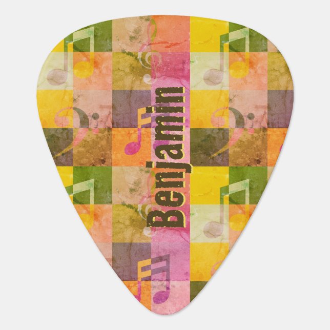 Grunge Aesthetic Cool Music Art Custom Name Guitar Pick (Front)