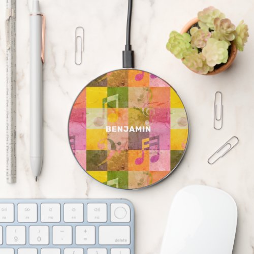 Grunge Aesthetic Cool Music Art Custom Name Wireless Charger