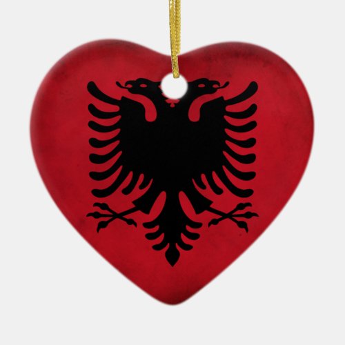 Grunge Albanian Flag High Quality Ceramic Ornament