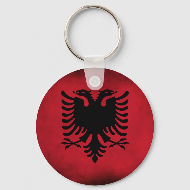 Grunge Albanian Flag [High Quality] Keychain (Front)