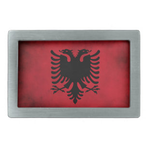 Grunge Albanian Flag [High Quality] Rectangular Belt Buckle