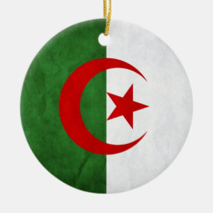 Grunge Algeria National Flag Ceramic Ornament