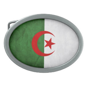 Grunge Algeria National Flag Oval Belt Buckle