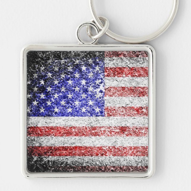 Grunge American Flag 2 Keychain (Front)
