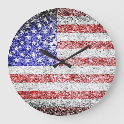 Grunge American flag 2 Large Clock