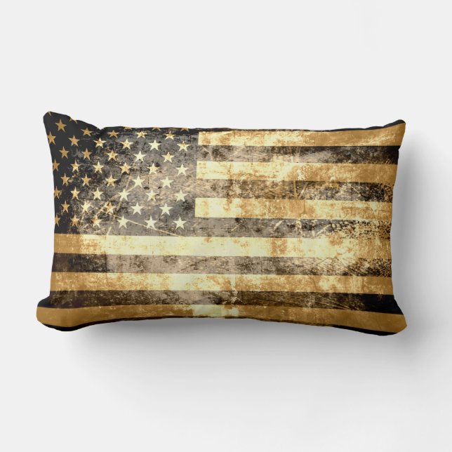 Grunge American Flag 2 Lumbar Pillow (Front)