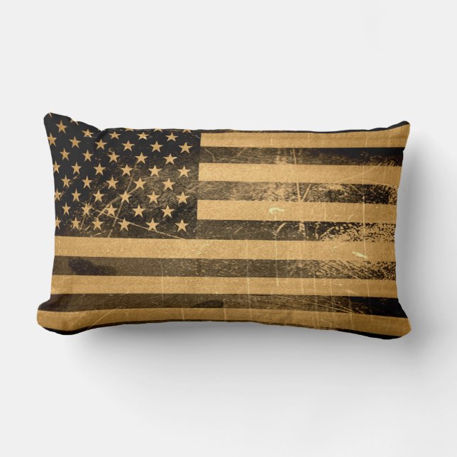 Grunge American Flag 3 Lumbar Pillow (Front)