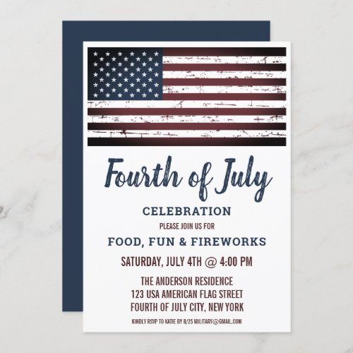 Grunge American Flag 4th Fourth of July Party Invitation - USA American Flag 4th of July Party Invitations. Invite friends and family to your patriotic fourth of July celebration with these modern American Flag invitations. Personalize this american flag invitation with your event, name, and party details.
See our collection for matching patriotic 4th of July gifts ,party favors, and supplies. COPYRIGHT © 2021 Judy Burrows, Black Dog Art - All Rights Reserved. Grunge American Flag 4th Fourth of July Party Invitation