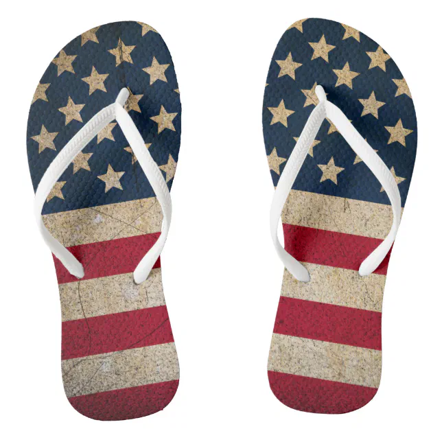 Grunge American Flag 4th of July Flip Flops | Zazzle