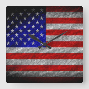 Grunge American flag 5 Square Wall Clock