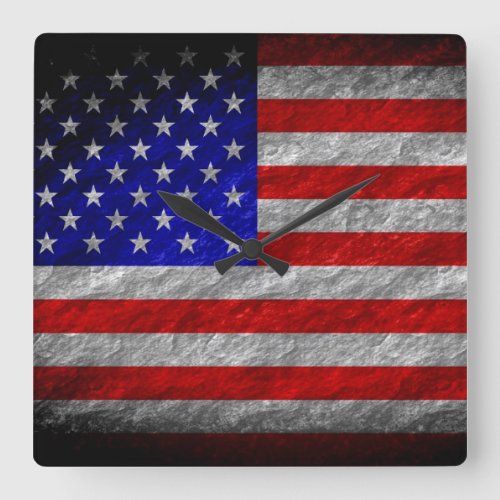 Grunge American flag 5 Square Wall Clock