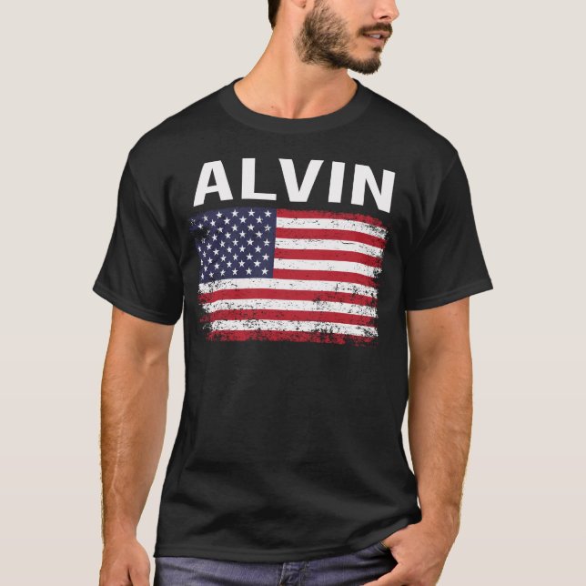 Grunge American Flag Alvin T-Shirt (Front)