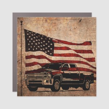Grunge American Flag And Black Truck Patriotic Car Magnet by StuffByAbby at Zazzle