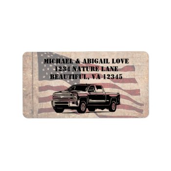 Grunge American Flag And Black Truck Patriotic Label by StuffByAbby at Zazzle