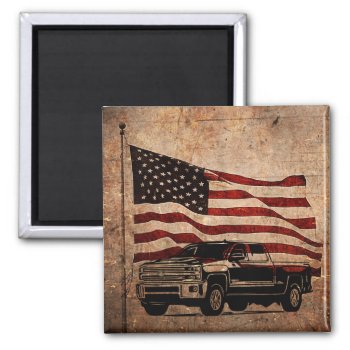 Grunge American Flag And Black Truck Patriotic Magnet by StuffByAbby at Zazzle