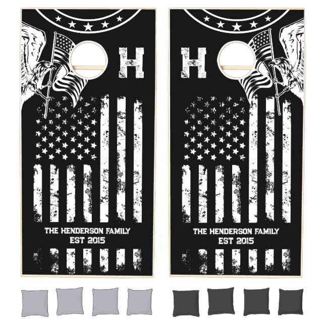 Grunge American Flag and Eagle Cornhole Set (Set)