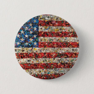grunge american flag button