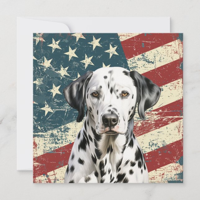 Grunge American Flag Dalmatian Flat Card (Front)