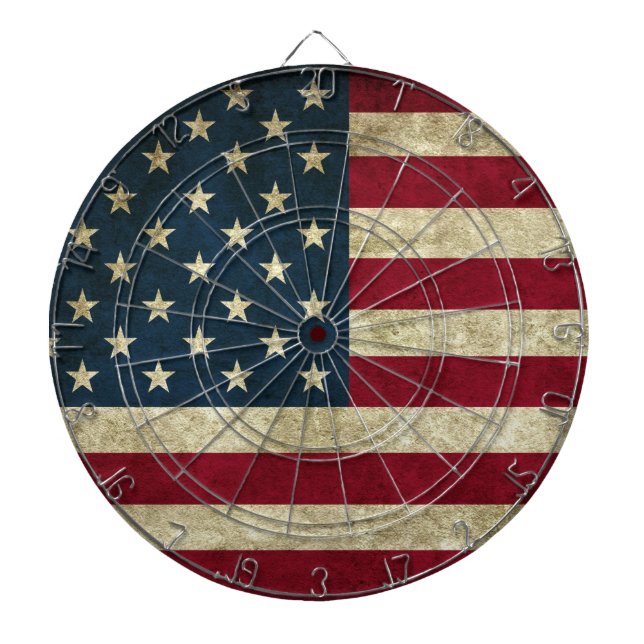 Grunge American Flag Dart Board (Front)