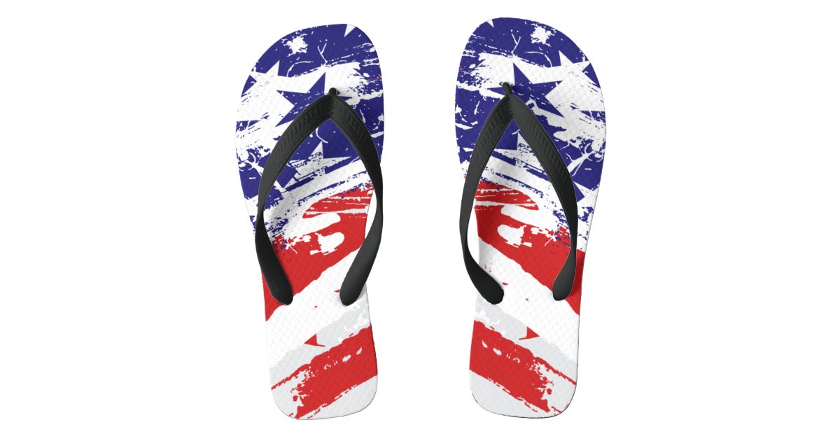 Grunge American Flag Flip Flops | Zazzle